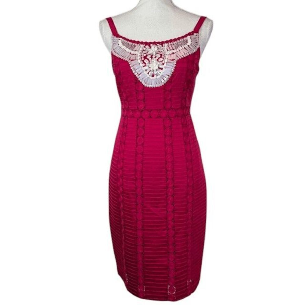 Nanette Lepore "Treasure" Dress Embellished Sleeveless Fuchsia Pink Size 4